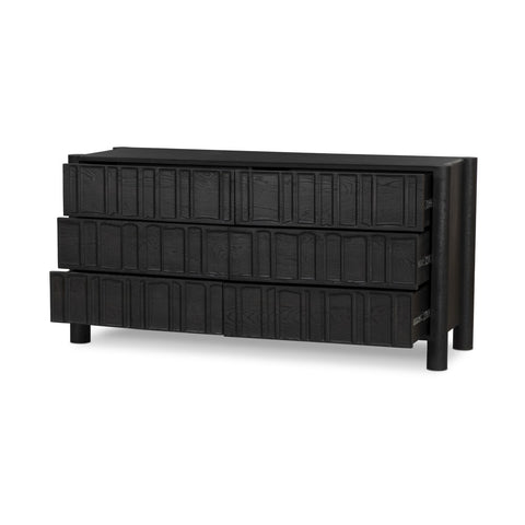 Ezri 6 Drawer Dresser - Black Oak