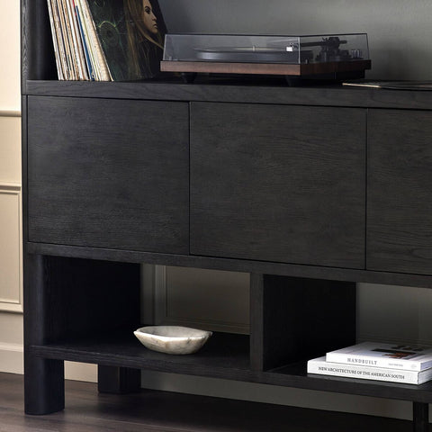 Noeline Wide Bookcase - Smoked Black Oak