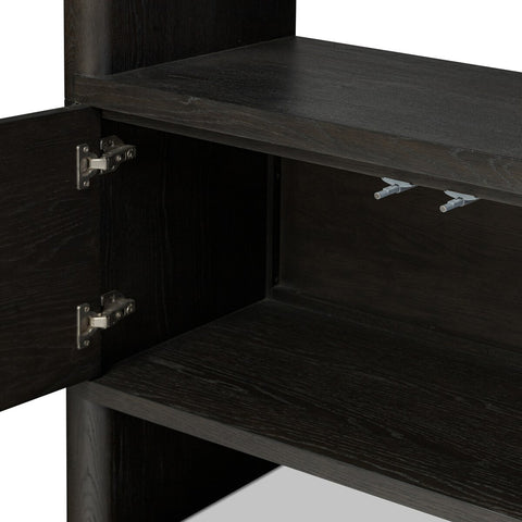 Noeline Wide Bookcase - Smoked Black Oak