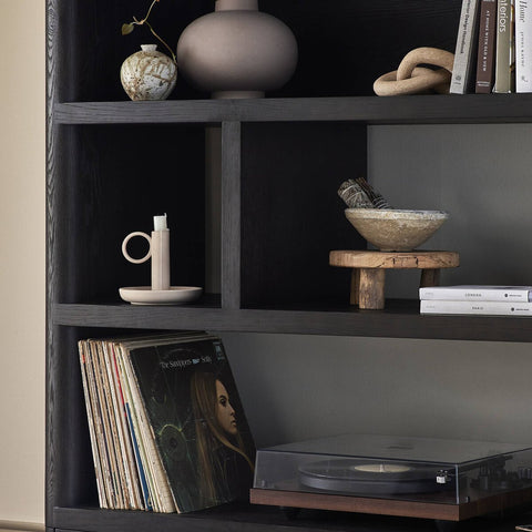 Noeline Wide Bookcase - Smoked Black Oak