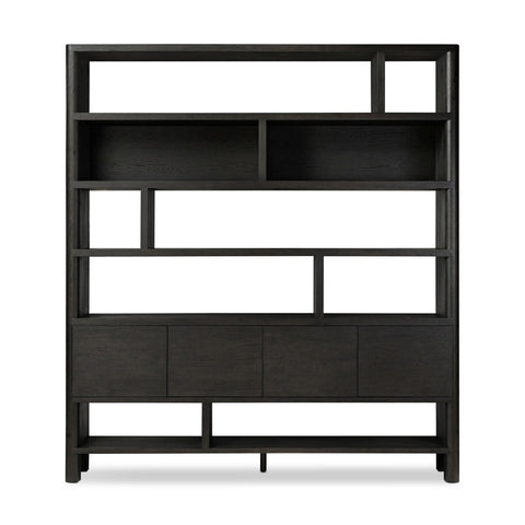 Noeline Wide Bookcase - Smoked Black Oak