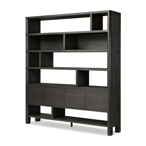 Noeline Wide Bookcase - Smoked Black Oak