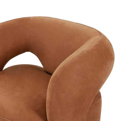 Mazie Swivel Chair - Nubuck Cognac