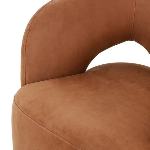Mazie Swivel Chair - Nubuck Cognac