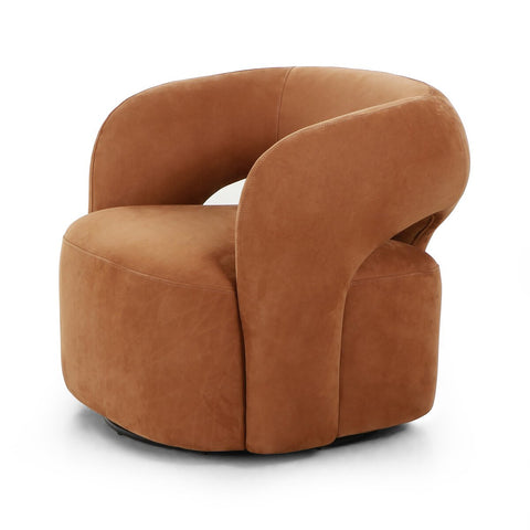 Mazie Swivel Chair - Nubuck Cognac