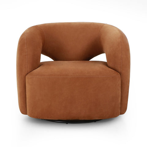 Mazie Swivel Chair - Nubuck Cognac