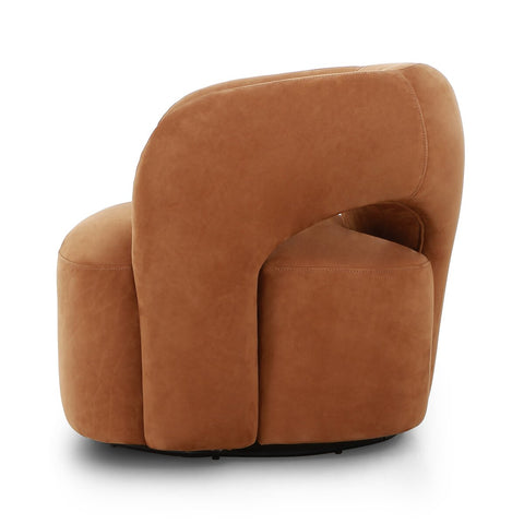 Mazie Swivel Chair - Nubuck Cognac