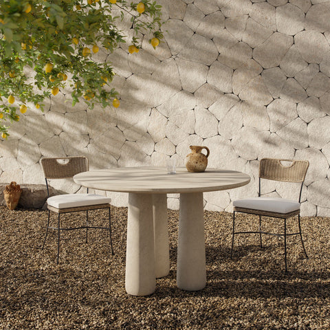 Rye Outdoor Dining Table-48" - Aged White Concrete