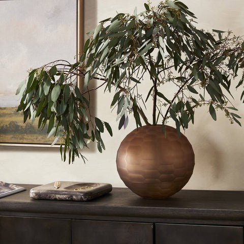 Textured Glass Vase - Smoked Textured Glass