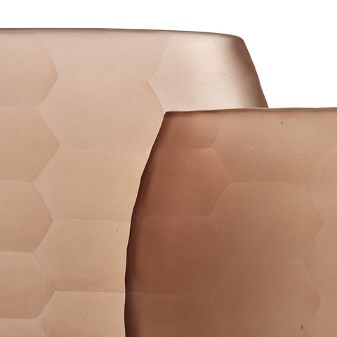 Textured Glass Oval Vases - Smoked Textured Glass