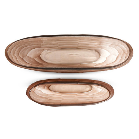 Textured Glass Oval Vases - Smoked Textured Glass