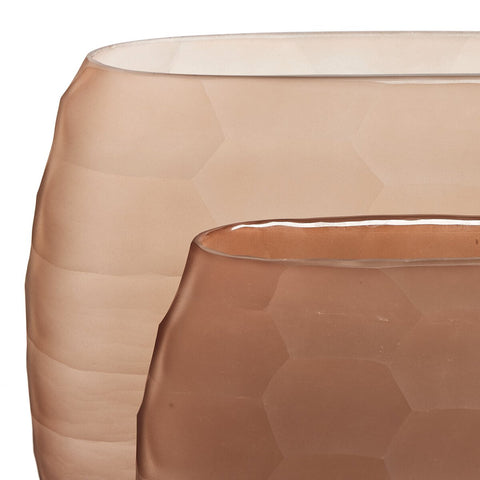 Textured Glass Oval Vases - Smoked Textured Glass