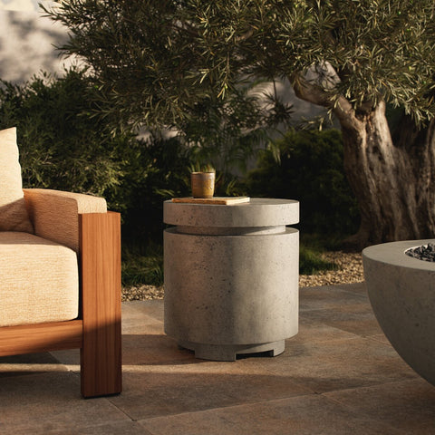 Higgins Outdoor Round Propane Enclosure - Pewter Concrete