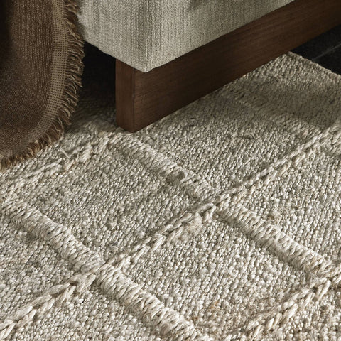 Grid Large Jute Rug - Bleached