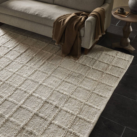 Grid Small Jute Rug - Bleached