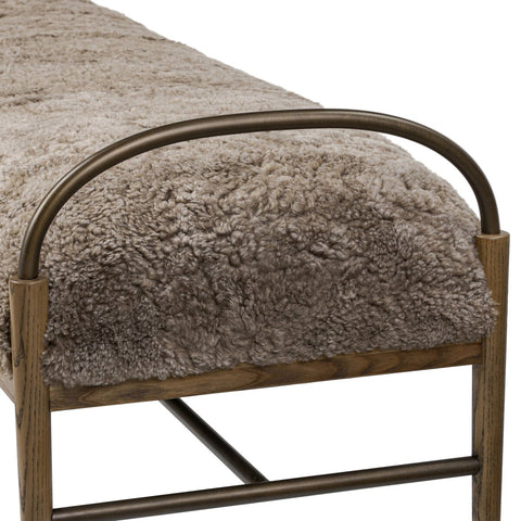 Demi Accent Bench -Taupe Shearling