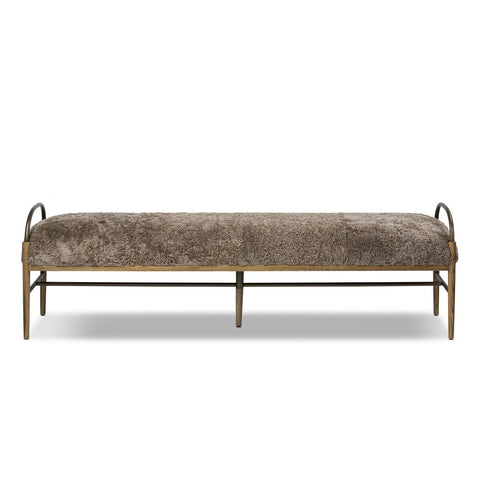 Demi Accent Bench -Taupe Shearling