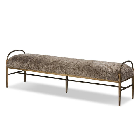Demi Accent Bench -Taupe Shearling