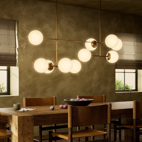 Armstrong Linear Chandelier - Burnished Brass Opal Matte