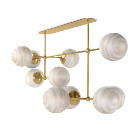 Armstrong Linear Chandelier - Burnished Brass Marble Matte