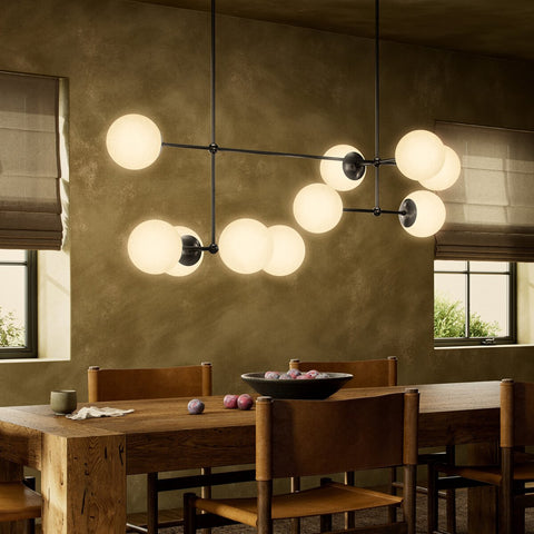 Armstrong Linear Chandelier - Black Gunmetal  Opal Matte