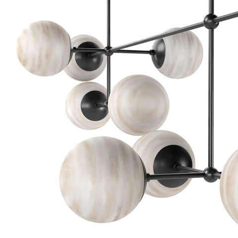 Armstrong Linear Chandelier - Black Gunmetal  Marbled Matte