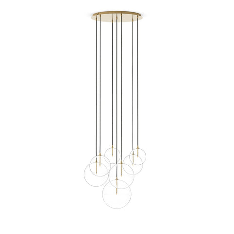 Cluster 7 Mix Chandelier - Burnished Brass