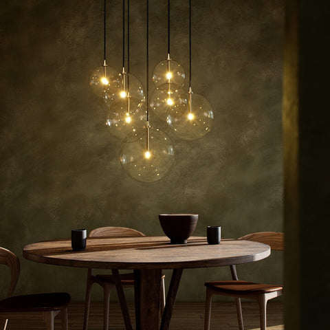 Cluster 7 Mix Chandelier - Burnished Brass