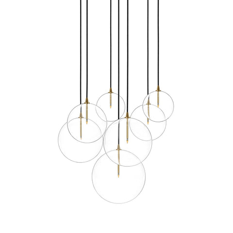 Cluster 7 Mix Chandelier - Burnished Brass