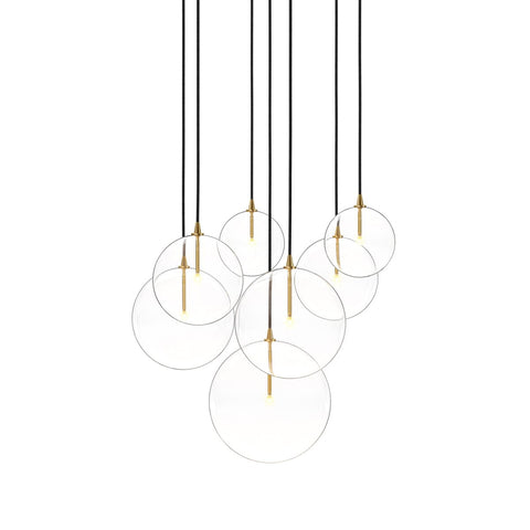 Cluster 7 Mix Chandelier - Burnished Brass