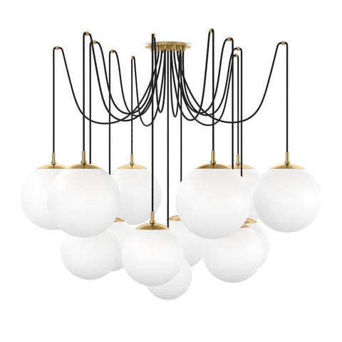 Spider Chandelier Opal Matte Glass - Burnished Brass