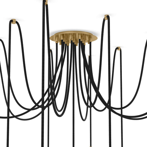 Spider Chandelier Clear Ribbon Glass - Burnished Brass