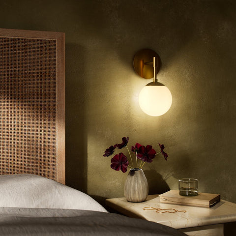 Sunset Sconce Opal Matte Glass - Burnished Brass