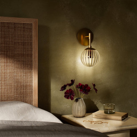 Sunset Sconce Clear Ribbon Glass - Burnished Brass