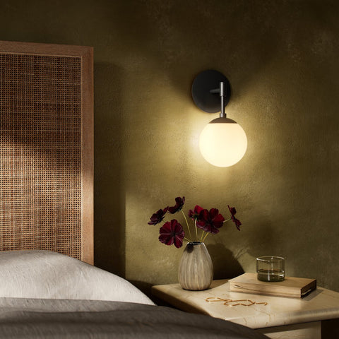 Sunset Sconce Opal Matte Glass - Black Gunmetal