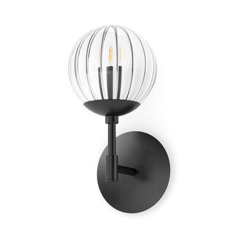 Sunset Sconce Clear Ribbon Glass - Black Gunmetal