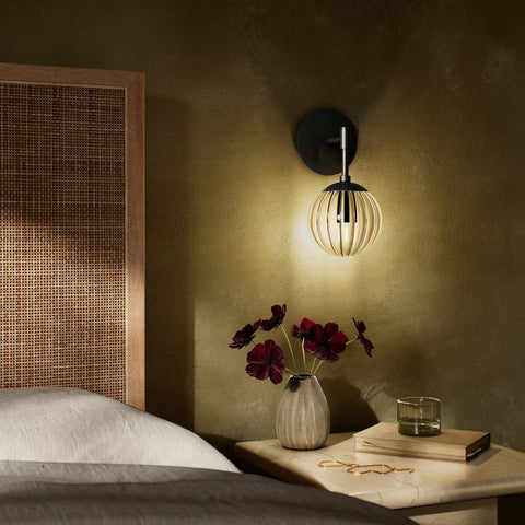 Sunset Sconce Clear Ribbon Glass - Black Gunmetal