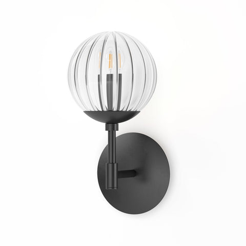 Sunset Sconce Clear Ribbon Glass - Black Gunmetal