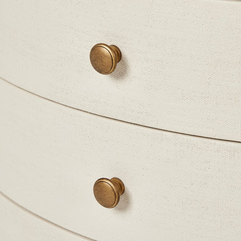 Amelia Oval Nightstand - Ivory Painted Linen