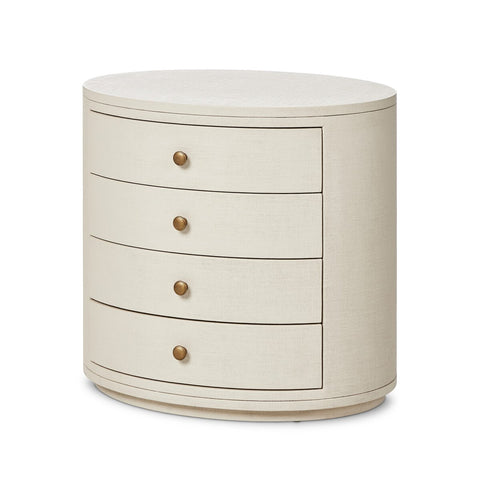 Amelia Oval Nightstand - Ivory Painted Linen
