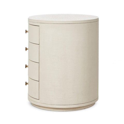 Amelia Oval Nightstand - Ivory Painted Linen