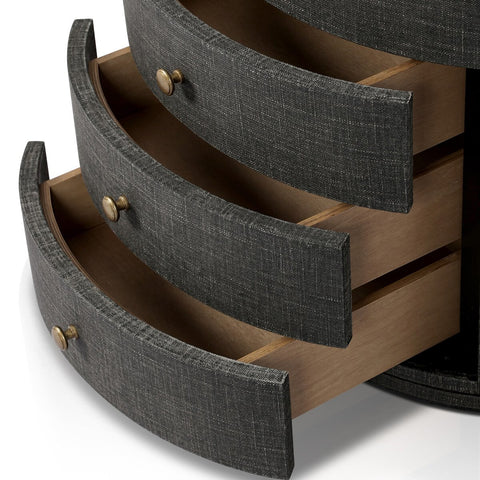 Amelia Oval Nightstand - Black Linen