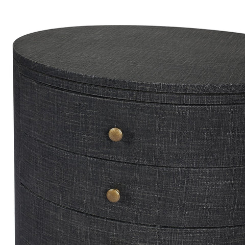 Amelia Oval Nightstand - Black Linen