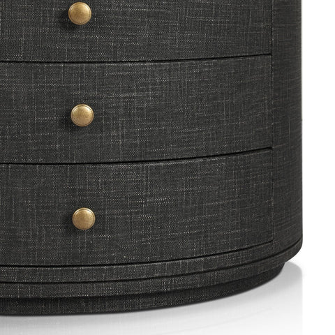Amelia Oval Nightstand - Black Linen