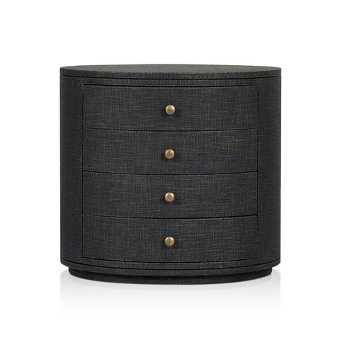 Amelia Oval Nightstand - Black Linen