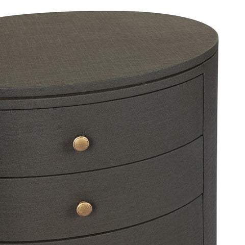 Amelia Oval Nightstand - Dark Green Lacquered Linen