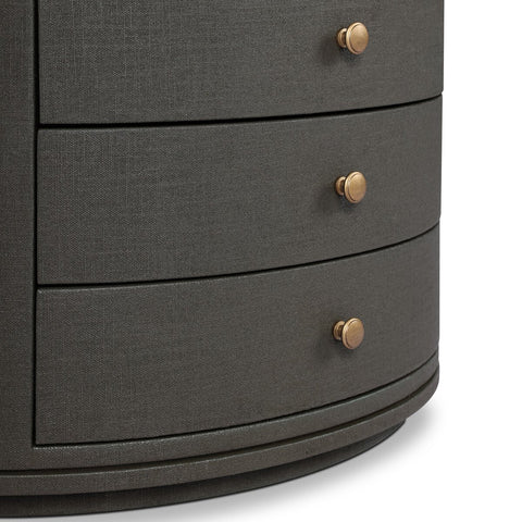 Amelia Oval Nightstand - Dark Green Lacquered Linen