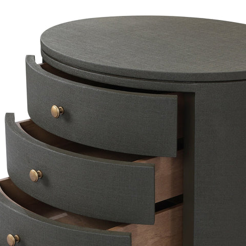 Amelia Oval Nightstand - Dark Green Lacquered Linen