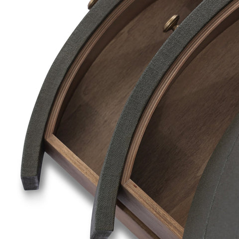 Amelia Oval Nightstand - Dark Green Lacquered Linen