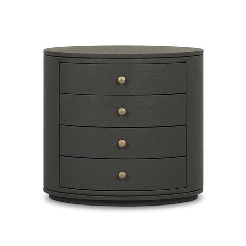Amelia Oval Nightstand - Dark Green Lacquered Linen